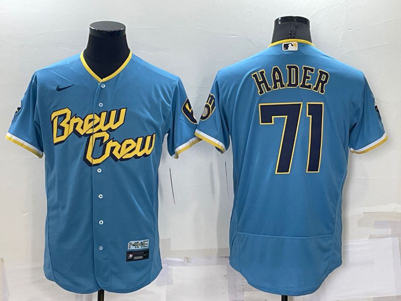 Men Milwaukee Brewers #71 Hader Blue City Edition Elite Nike 2022 MLB Jersey->milwaukee brewers->MLB Jersey